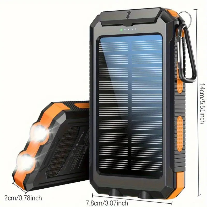 Batterie Externe Solaire 20000mAh – Power Bank avec Lampe Torche LED et Boussole pour Camping et Randonnée