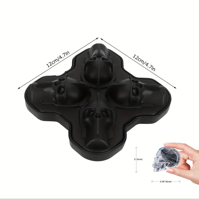 Moule à Glaçons Crâne 3D en Silicone – Bac Original pour Glace en Forme de Tête de Mort, Idéal Cocktails & Whisky