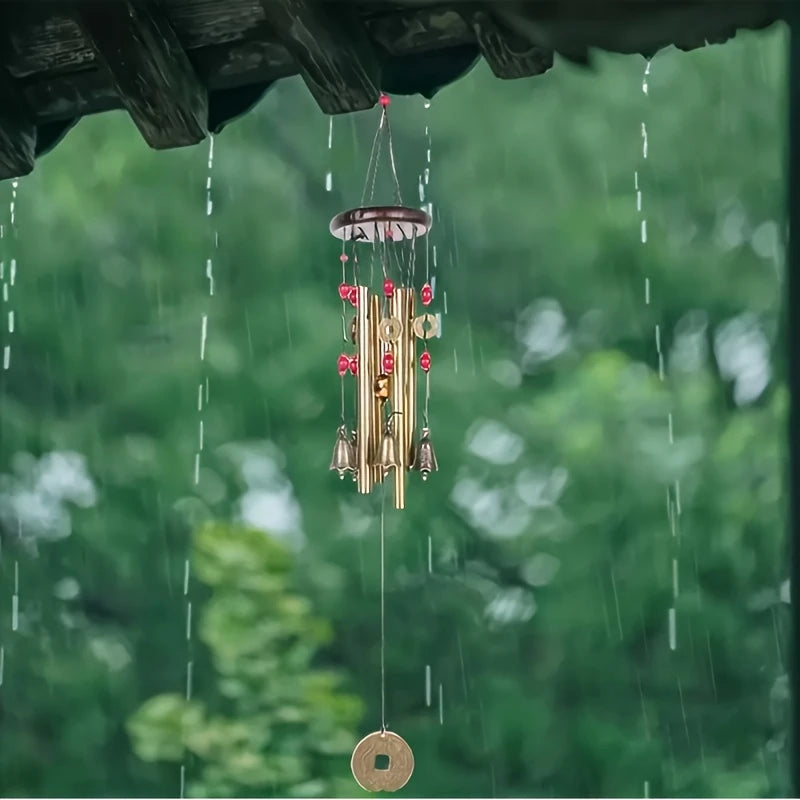 Carillon Feng Shui en Cuivre et Bois – Clochettes décoratives apaisantes pour jardin ou intérieur