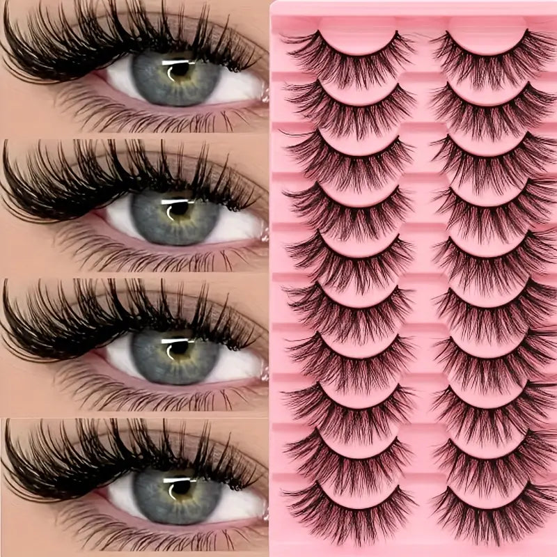 Faux Cils Volumineux Effet 3D – Lot de 10 Paires Réutilisables pour un Regard Intense et Séduisant