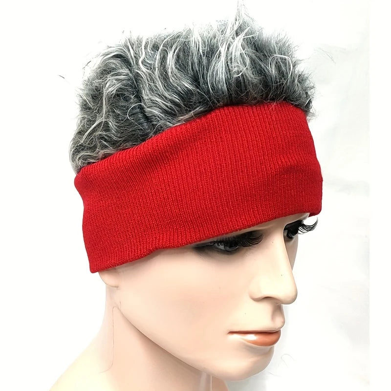 Bandeau Perruque Homme avec Cheveux Gris Bouclés – Effet Naturel & Look Sport Décontracté