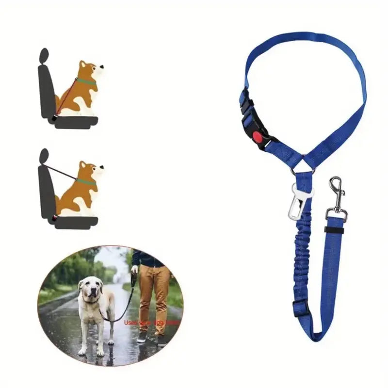 Laisse de Sécurité 2 en 1 pour Chien – Ceinture de Voiture et Laisse de Promenade Réglable et Antichoc