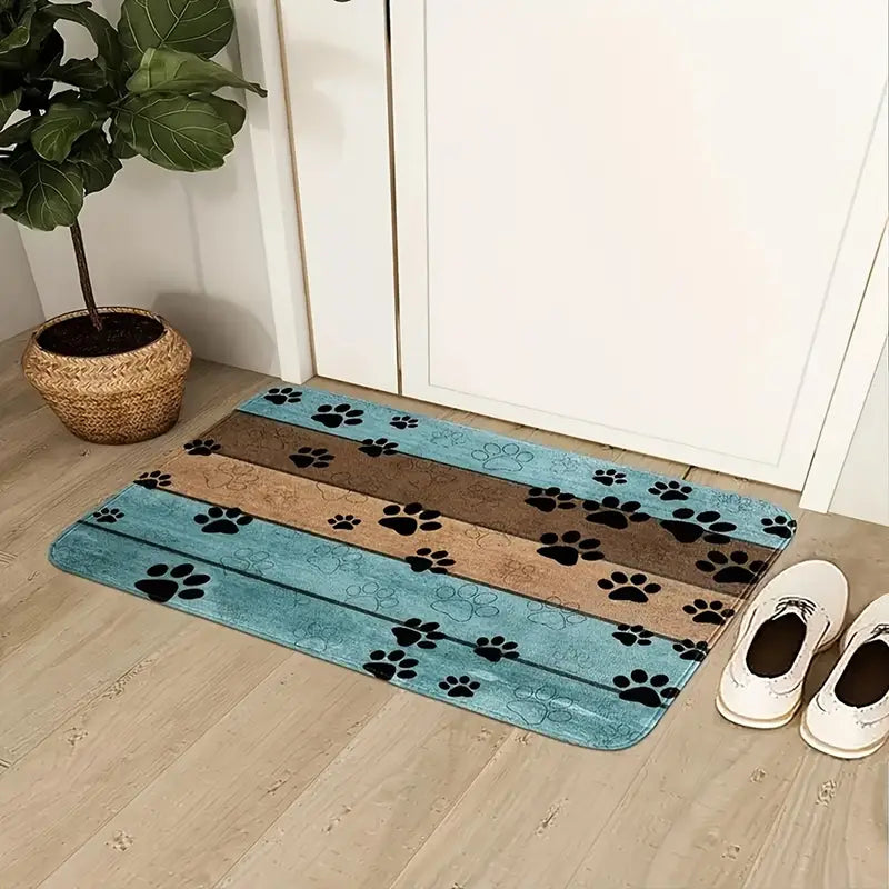 Tapis Antidérapant pour Animaux – Motif Patte de Chien/Chat, Confortable et Absorbant pour Entrée ou Litière