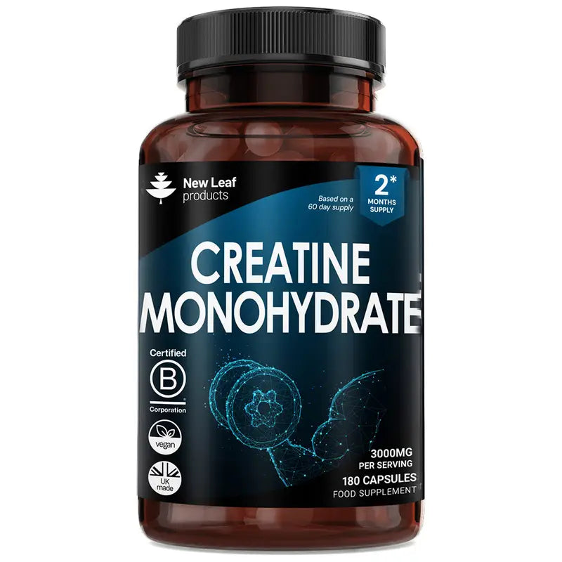 Créatine Monohydrate 3000 mg – 180 Gélules Vegan pour Endurance, Force et Prise de Muscle | Cure 2 Mois