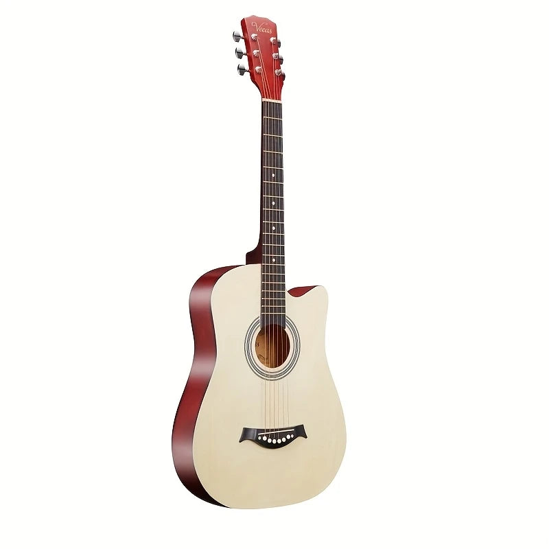 Guitare acoustique 6 cordes + pack complet débutant – Housse, capodastre, cordes, médiators inclus