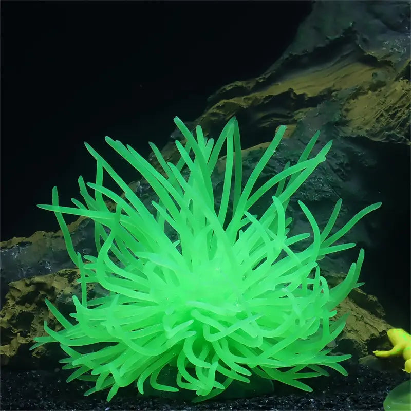 Plante Aquarium Fluorescente en Silicone – Anémone Artificielle Souple pour Décor Aquatique