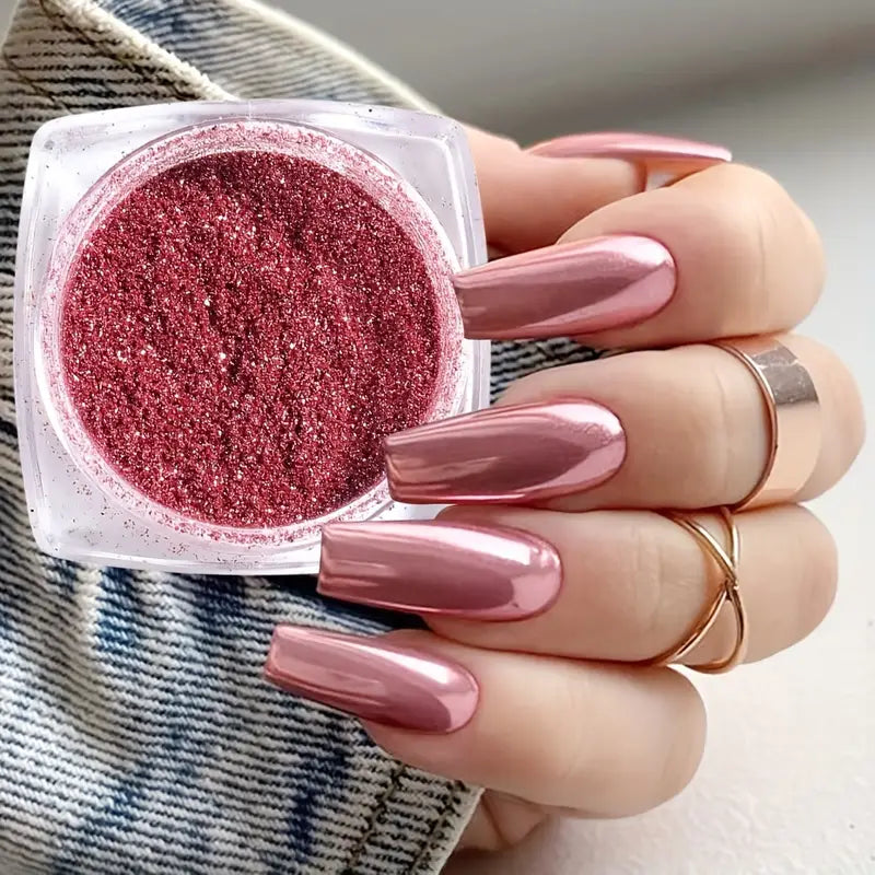 Vernis en Poudre Effet Chrome Miroir – 24 Couleurs Éclatantes pour Ongles Nail Art, Manucure Brillante et Longue Tenue