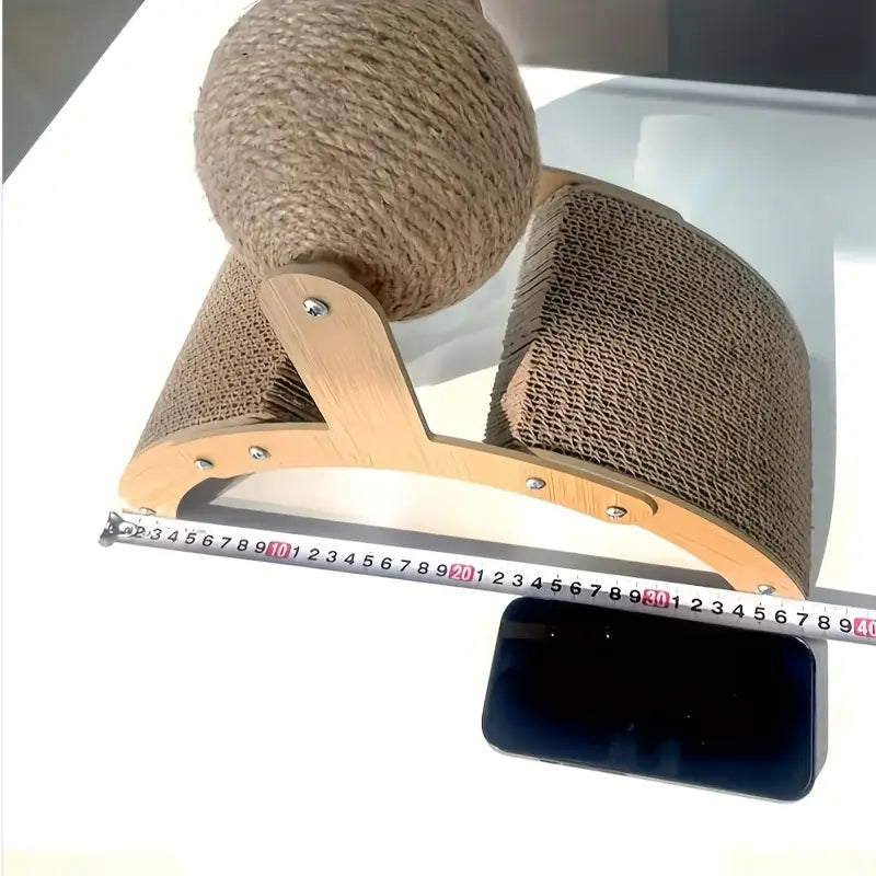 Griffoir en Carton Ondulé avec Support en Bois – Meuble Design et Résistant pour Chats