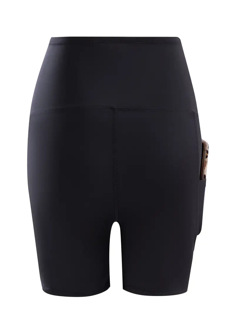 Short de Grossesse Gainant Noir avec Poche Latérale – Legging Court Confort Maternité