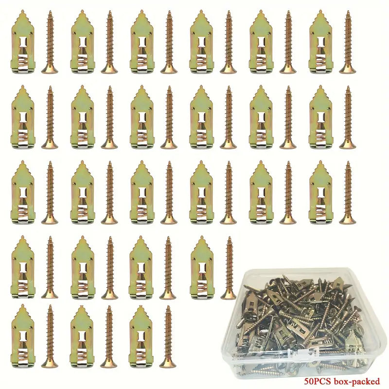 Chevilles Métalliques à Expansion avec Vis – Fixations Murales Solides pour Cloisons et Plaques de Plâtre