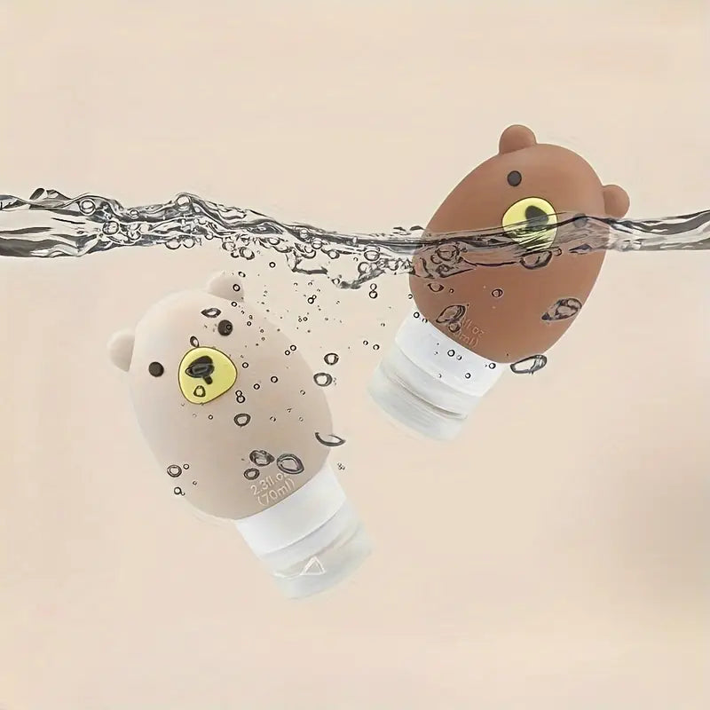 Flacons rechargeables bébé ours – Pots de toilette en silicone étanches pour voyage et soins