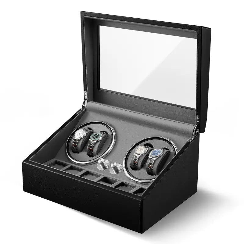 Remontoir automatique pour montres – Boîte de rangement luxe avec vitrine en verre