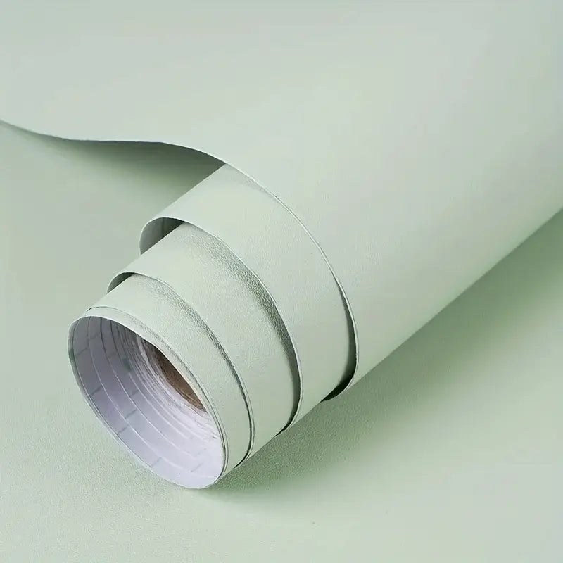 Papier Peint Adhésif Uni Vert Clair – Rouleau Étanche et Facile à Poser pour Décoration Murale et Meubles