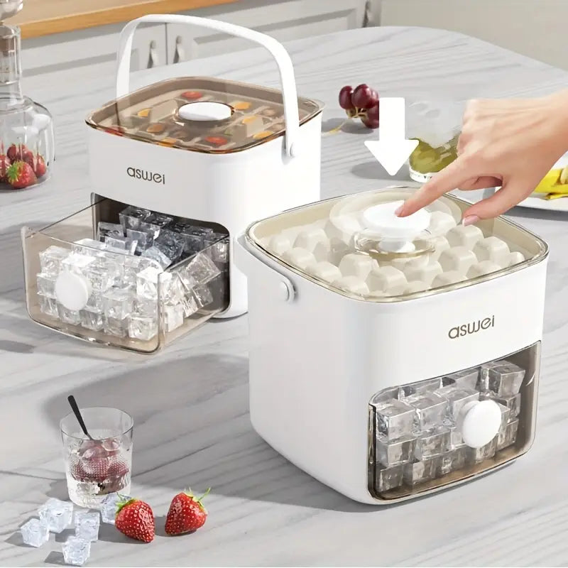 Bac à Glaçons Empilable avec Boîte de Rangement – Moule à Glaçons Colorés avec Couvercle et Presse, Pratique et Compact