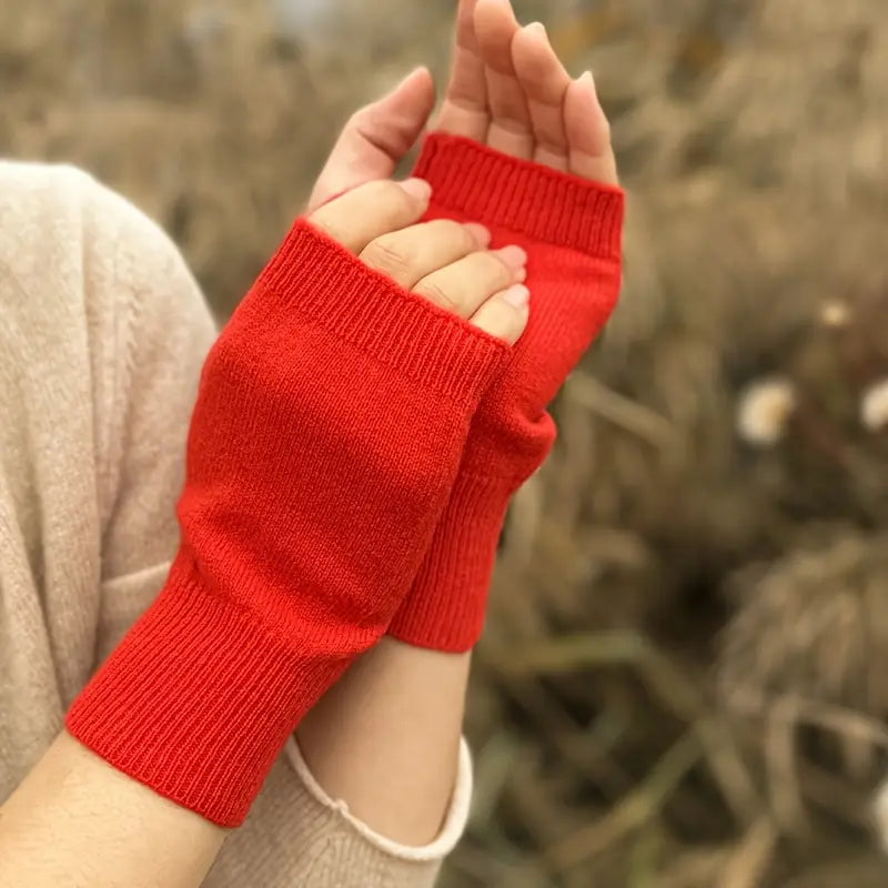 Mitaines femme en laine tricotée sans doigts – Gants chauds et confortables pour l’hiver
