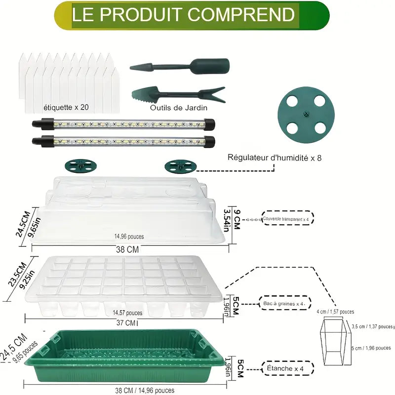 Mini-Serre de Germination avec Éclairage LED – Kit Complet pour Semis Rapides et Croissance Optimisée