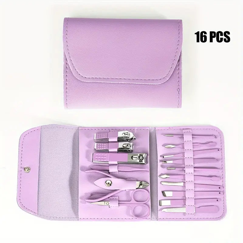 Trousse Manucure et Pédicure 16 Pièces – Kit Professionnel Coupe-Ongles et Soins des Mains et Pieds avec Étui Compact