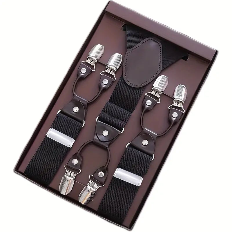 Bretelles homme en Y avec pinces métal – Accessoire élégant ajustable, livré en coffret cadeau
