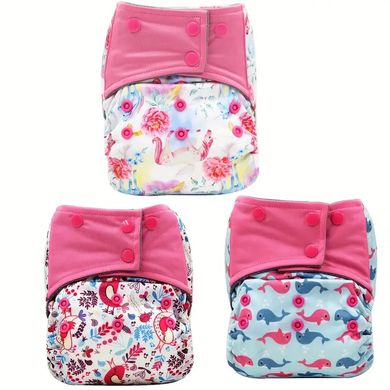 Couches Lavables Bébé Réglables – Lot de Culottes Réutilisables Étanches Motifs Ludiques Fusée, Nuages et Animaux