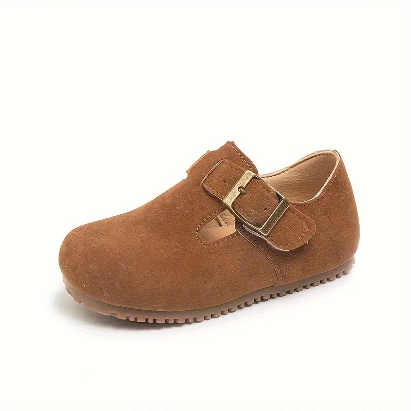 Mocassins fille en daim avec boucle – Chaussures sans lacets confortables et élégantes pour bébé et enfant