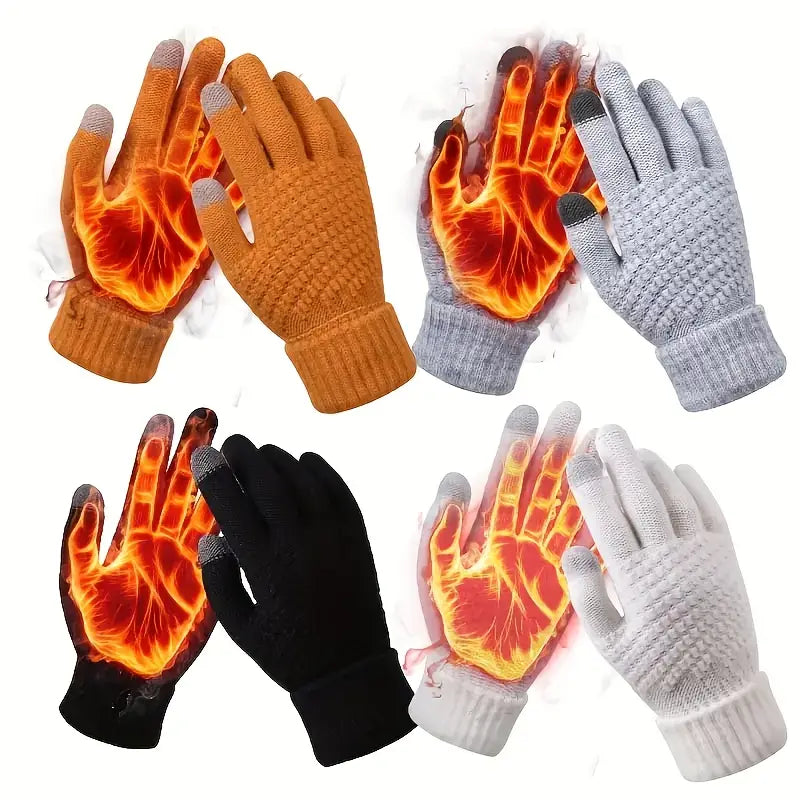 Gants chauffants femme hiver – Gants tactiles tricotés thermiques écran tactile, mains toujours au chaud