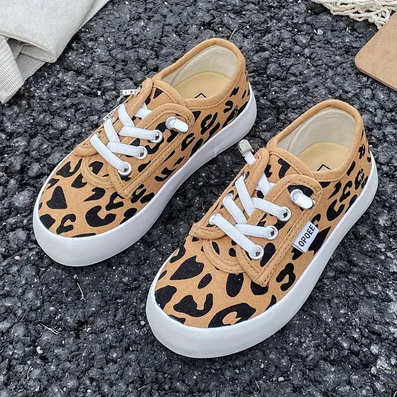 Baskets fille léopard – Chaussures de sport tendance en toile respirante avec semelle antidérapante