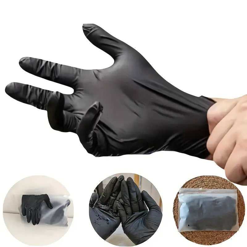 Gants en Nitrile Noirs Jetables – Protection Haute Résistance pour Laboratoire et Expériences Scientifiques