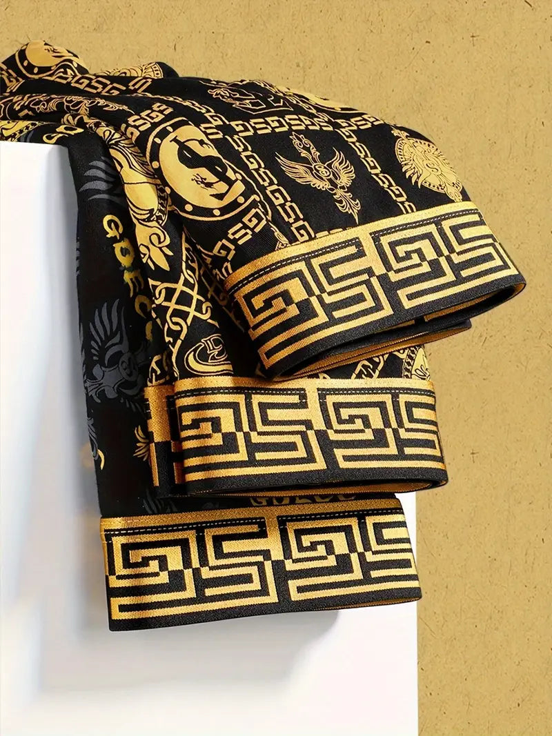 Boxer thermique homme – Lot de 3 motifs dorés – Sous-vêtements chauds et stylés pour l’hiver