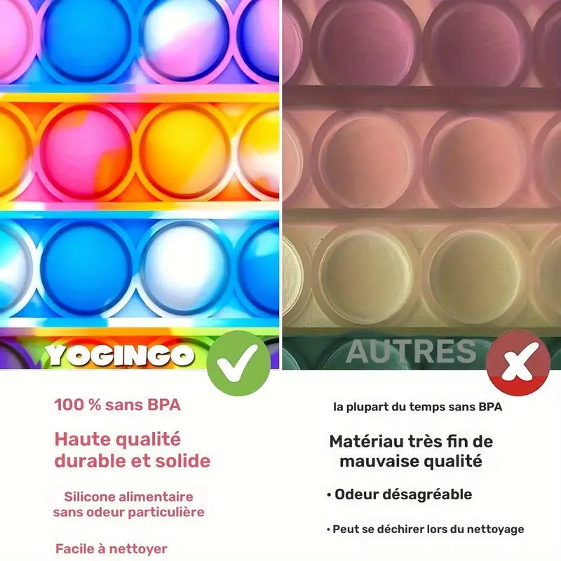 Porte-clés Enfant Pop It – Jouets Sensoriels Antistress en Silicone Coloré, Formes Cœur, Rond et Carré