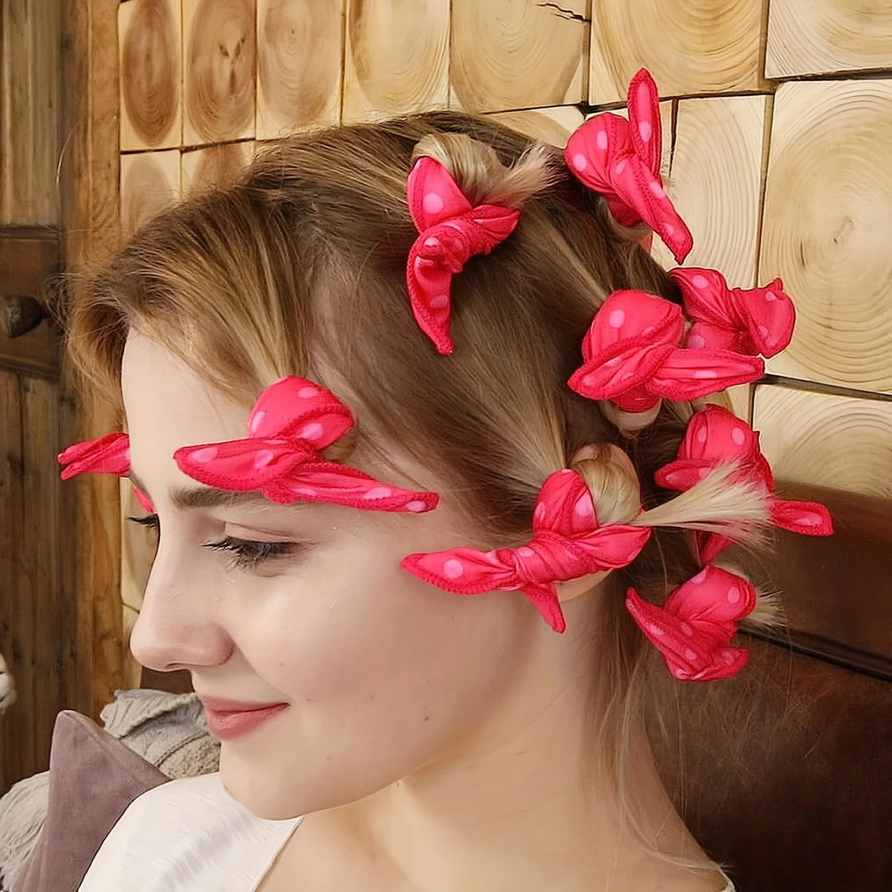 Bigoudis Souples Sans Chaleur – Lot de 10/20/30 Rouleaux Curling Cheveux en Tissu Satiné à Pois