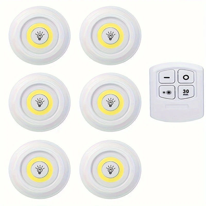 Lumières LED sans fil avec télécommande – Éclairage tactile à intensité réglable avec minuterie, Idéal pour placards, escaliers, cuisine ou chambre, Pack de 3 ou 6 spots