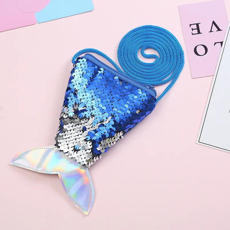 Sac Besace Sirène Fille  Mini Sac à Paillettes en Forme de Queue de Poisson, Coloré et Ludique