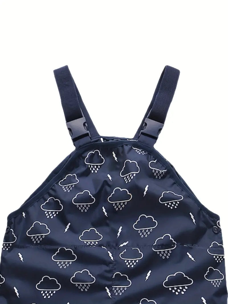 Salopette Imperméable Enfant – Pantalon de Pluie avec Bretelles Motifs Nuages