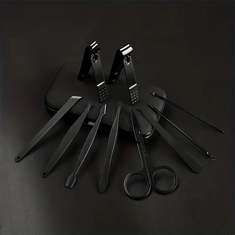 Kit de Manucure et Pédicure 10 en 1 – Set Professionnel avec Étui Rouge Élégant pour Soin des Ongles et Cuticules