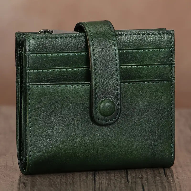 Portefeuille femme en cuir marron – Compact, élégant et multi-compartiments