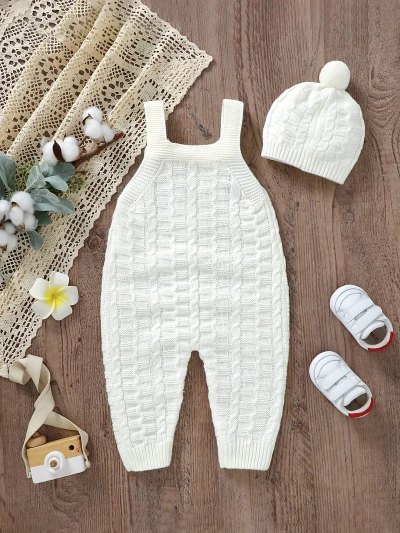 Ensemble tricot bébé avec bonnet – Salopette chaude et confortable
