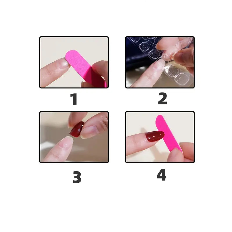 Kit Faux Ongles Rose Pailleté avec Strass et Autocollants – Manucure Press-On Élégante et Facile à Appliquer