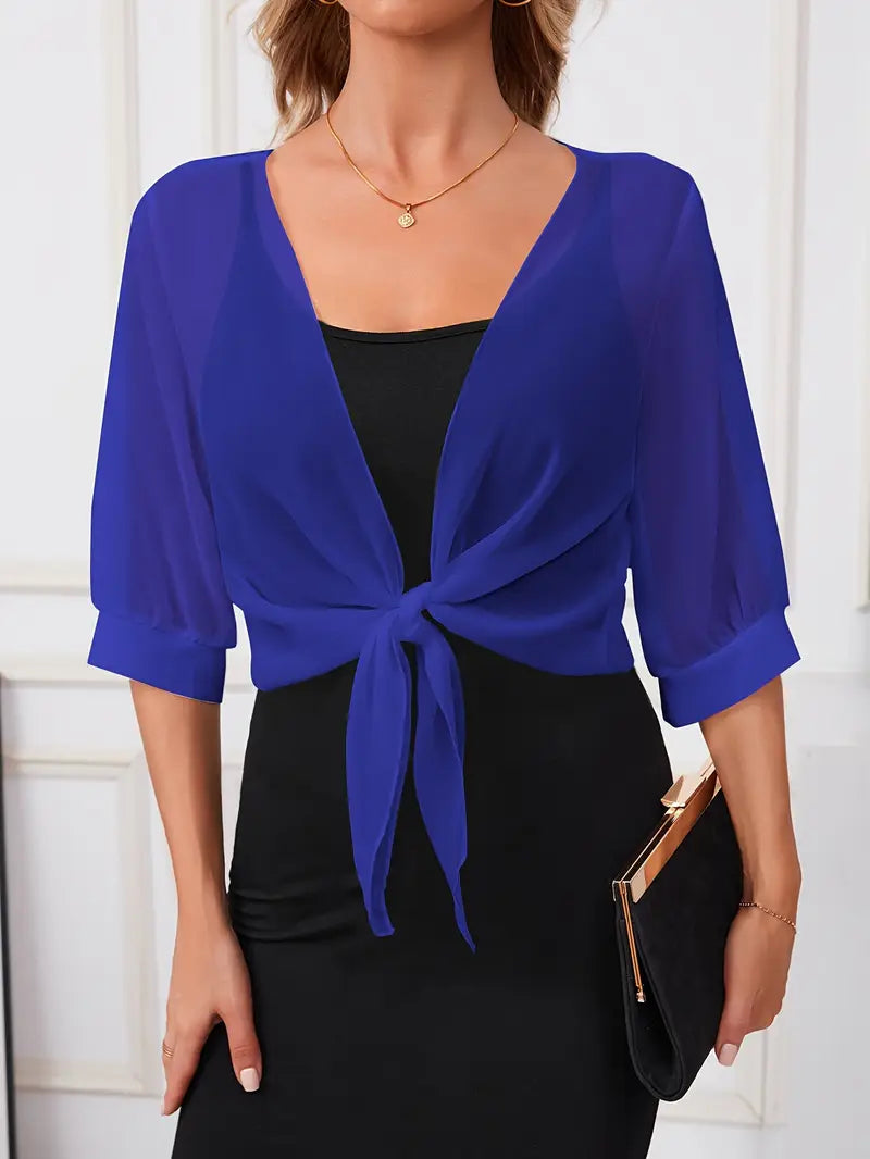 Boléro femme en mousseline violet – Châle léger élégant pour soirée et cérémonie