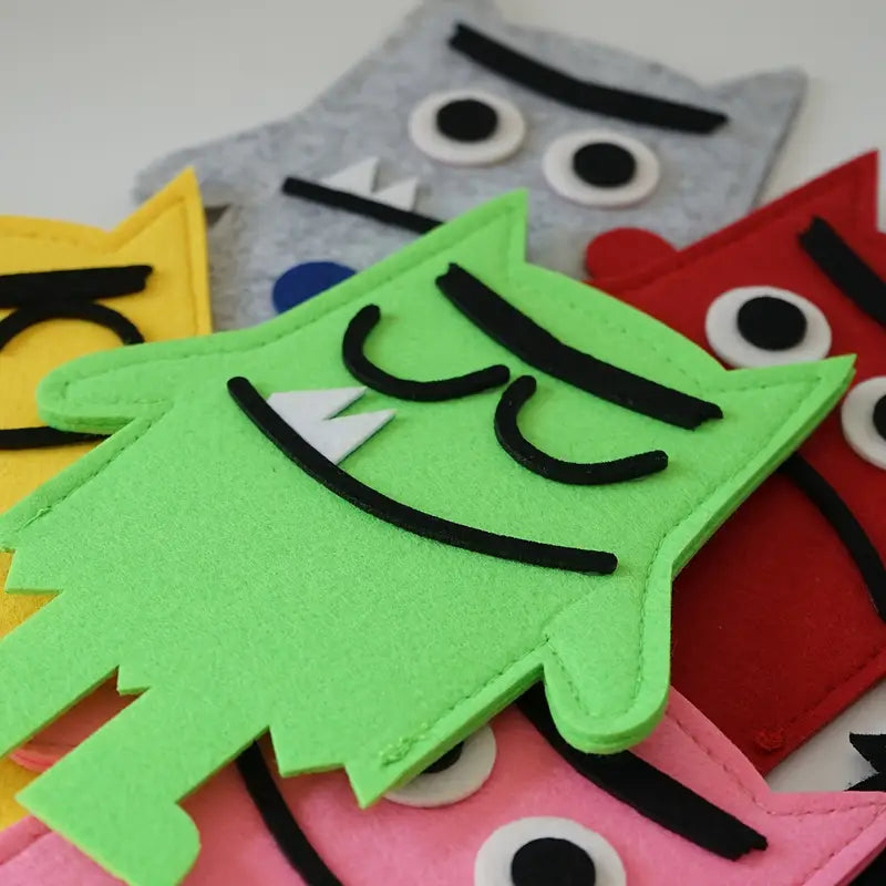 Marionnettes Émotions en Feutrine Colorée – Jeu Éducatif pour Théâtre, Histoires et Expression des Sentiments