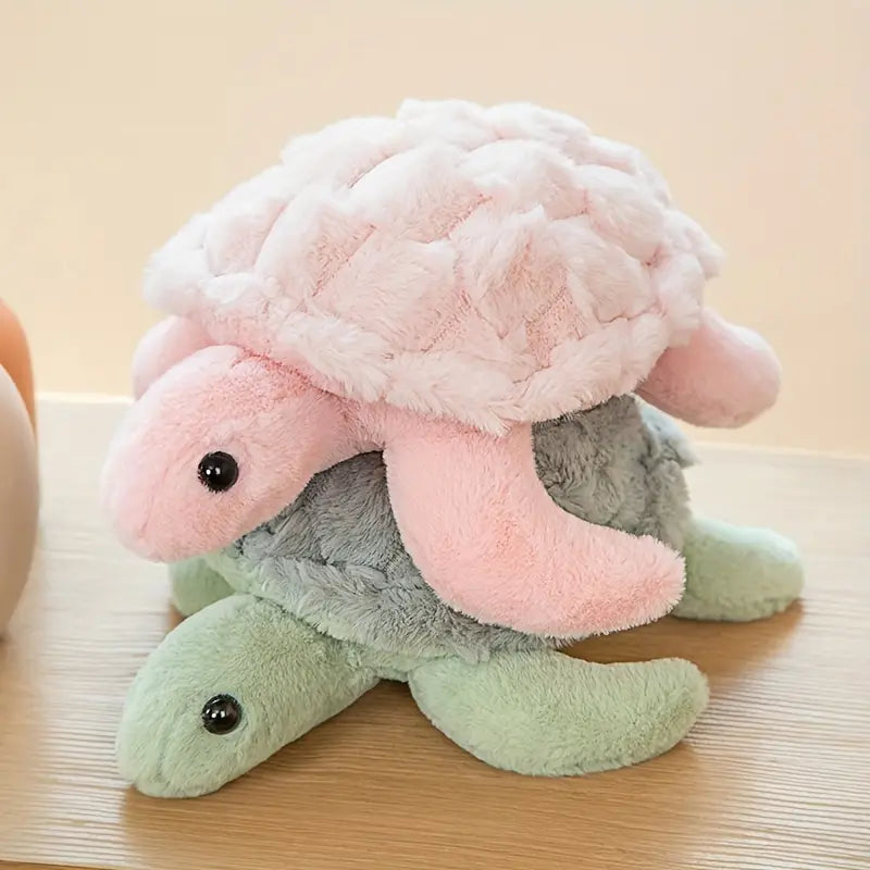 Peluche tortue douce rose et verte – Jouet en peluche mignon pour enfants et décoration