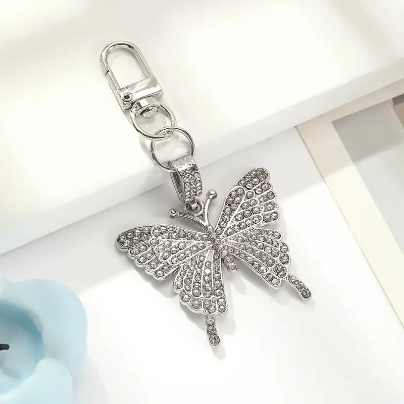 Porte-clés papillon doré strass – Breloque élégante et brillante pour femme