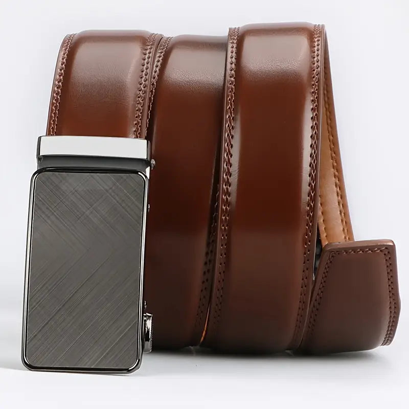 Ceinture homme en cuir marron avec boucle automatique élégante – Style business et chic