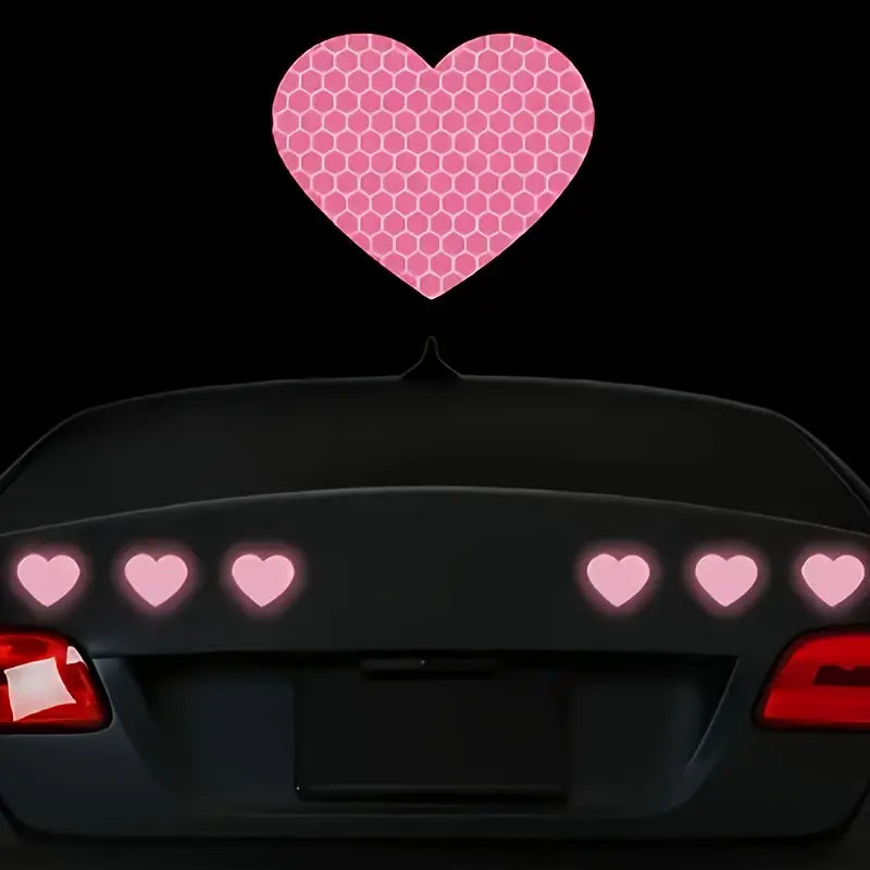 Autocollants Voiture Réfléchissants Cœur Jaune – Stickers Sécurité et Décoration Rétro-Réfléchissants Pare-Chocs et Portières