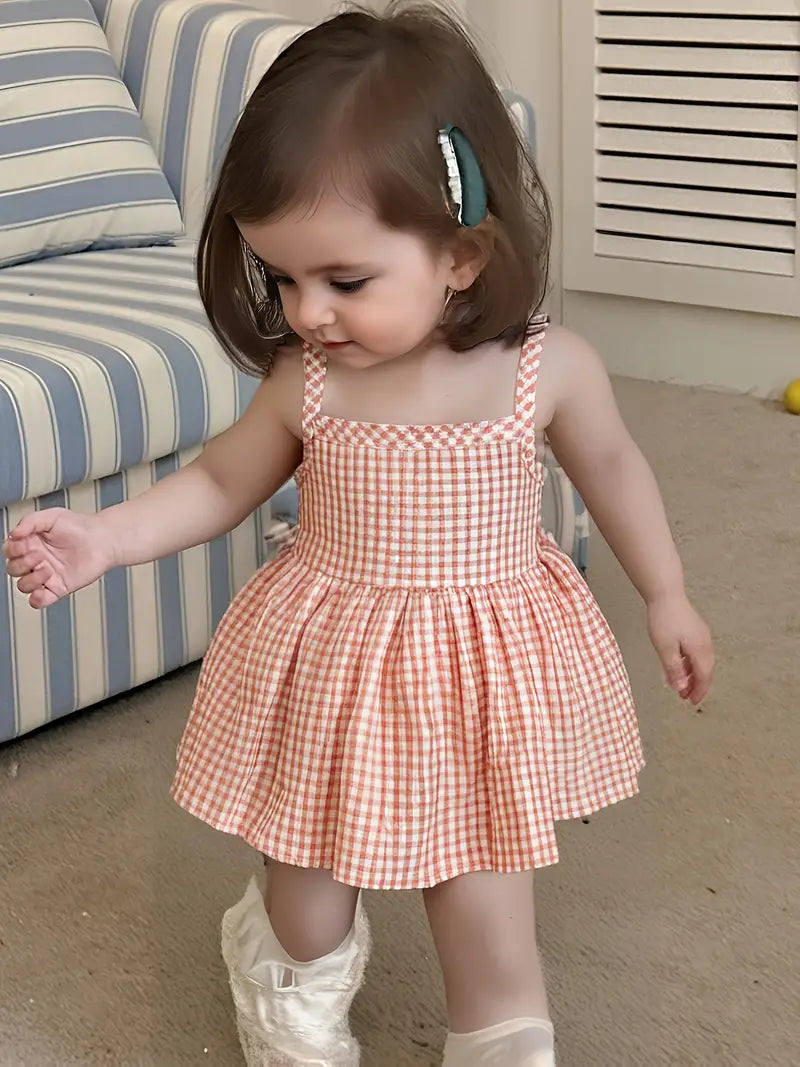 Robe Bébé Fille à Carreaux Vichy Noir et Blanc – Tenue Été Chic et Confortable