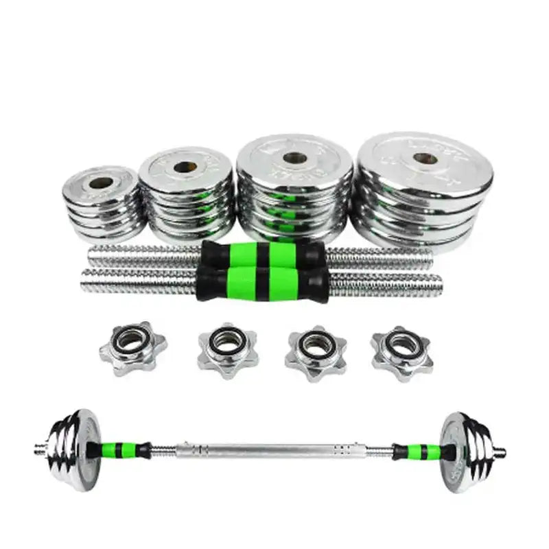 Haltères réglables en acier chromé – Kit musculation 2 en 1 avec barre pour entraînement fitness à domicile