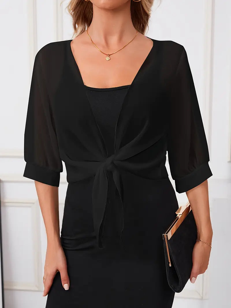 Boléro femme en mousseline violet – Châle léger élégant pour soirée et cérémonie