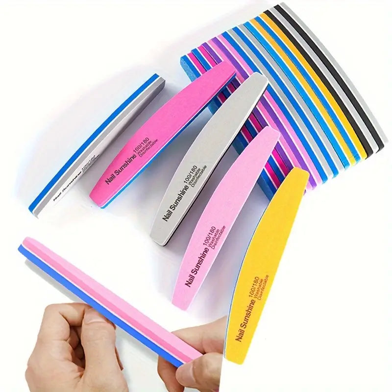Limes à Ongles Professionnelles Double Face 100/180 – Outils de Polissage et Ponçage Manucure et Pédicure