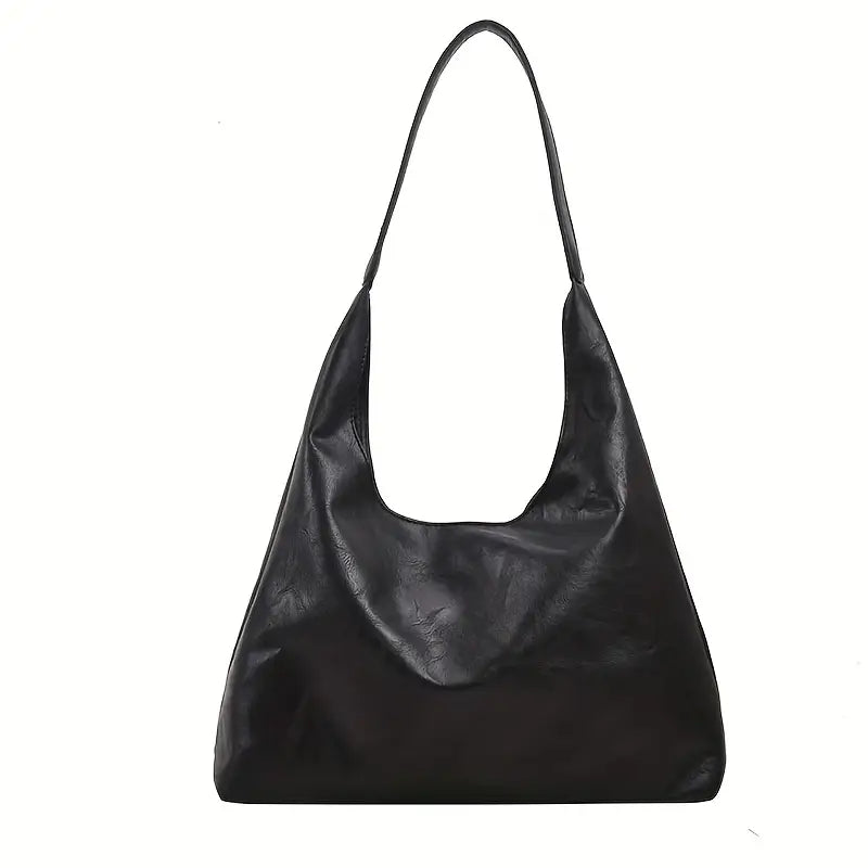 Sac Hobo noir minimaliste pour femme  Grand sac à main souple et élégant en simili cuir
