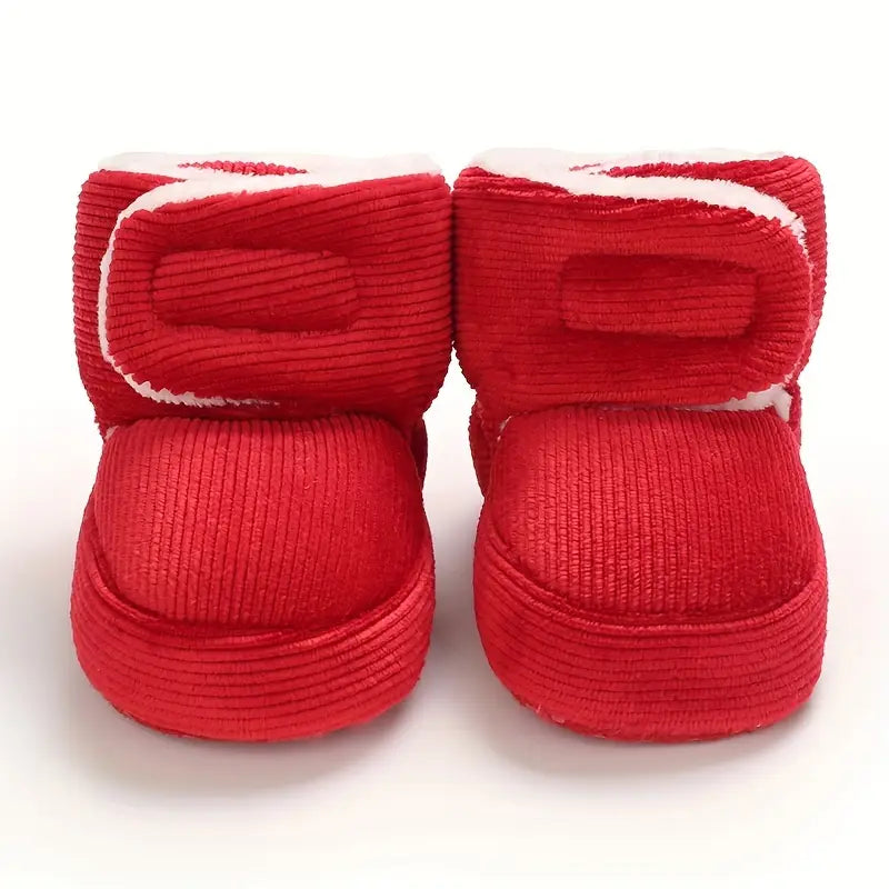 Chaussons bottes bébé garçon en velours rouge – Chaussures chaudes et confortables pour l’hiver