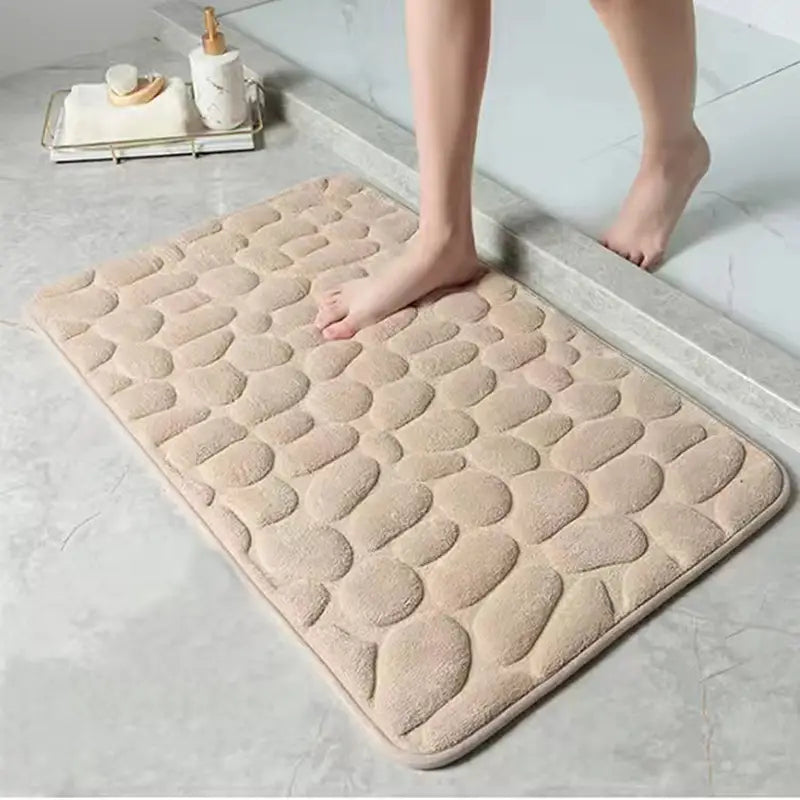 Tapis de Bain Antidérapant en Mousse à Mémoire de Forme – Doux, Absorbant et Confort Pieds Effet Galets